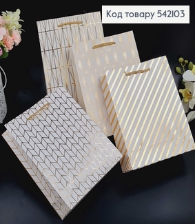 Пакет бумажный "Золотые Линии", 18х23х8см, в ассорт. 542103 фото