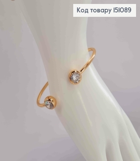 Браслет овальный с двумя Блестящими камешками, длина 17 см, Xuping 18K 151089 фото