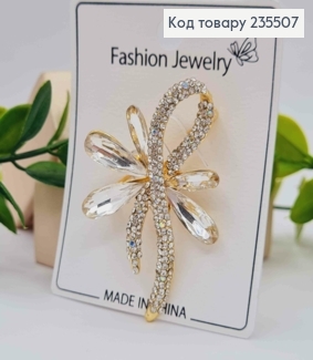 Брошка метал, "Квіткова Петля Бажання", прикрашена Блискучими камінцями, 5,5см 235507 фото