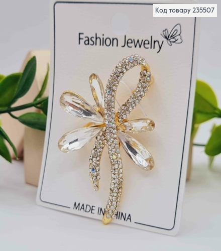 Брошка метал, "Квіткова Петля Бажання", прикрашена Блискучими камінцями, 5,5см 235507 фото 1