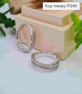 Кольцо родованное "Блеск" украшено Блестящими камнями в два ряда, Xuping 171240 фото