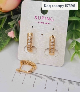 Серьги "Искра жизни" украшены Блестящими камешками, 1,7см, англ. застежка, Xuping 18К 117596 фото