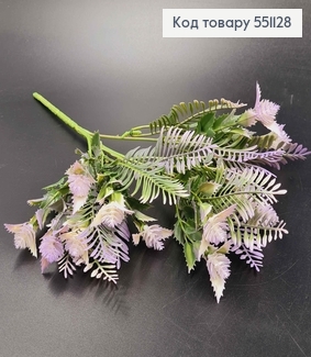 Искусственная декоративная зелень, 5 веточек, Папоротник, с фиолетовым оттенком, на металлическом стержне, 30см 551128 фото