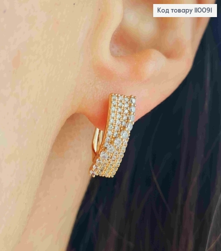 Серьги "Сияние" с Блестящими камешками, длина 1,7см, английская застежка, Xuping 18K 110091 фото 2