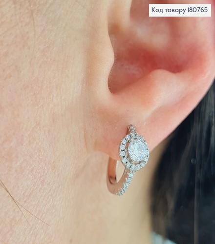 Сережки родовані кільця "Богемні" з камінцями, 1,5*0,5см, Xuping 180765 фото 2