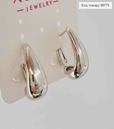 Серьги родованные "Капельки", длина 2,1см, английская застежка, Xuping 181775 фото 3