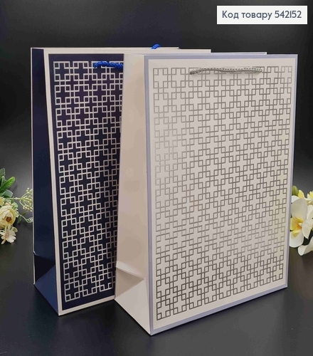 Пакет бумажный "Квадратные лабиринки" 26*32*10см в ассорт. 542152 фото 2