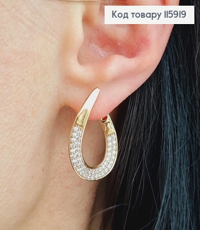 Серьги, петелька в камешках, 2,5см, англ. зам. Xuping 18K 115919 фото