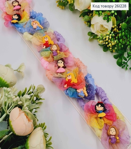 Набор резинок, жатка с фатином и принцессами, 10 шт/наб. 261228 фото 1