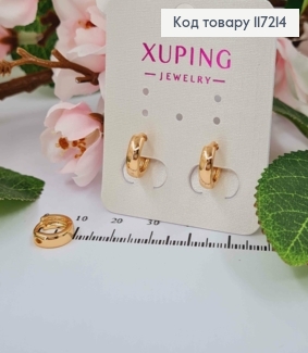 Серьги кольца простые, диаметр 1,1см, ширина 3,5мм, XUPING 18K 117214 фото