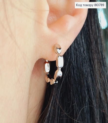 Сережки родированые кольца Пластинки квадратные, 1,5см, Xuping 180789 фото 2