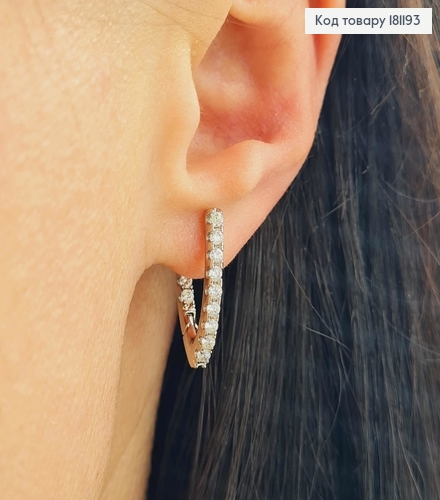 Сережки родованные , Стрели в камнях, 2см, англ. застежка, Xuping 181193 фото 2