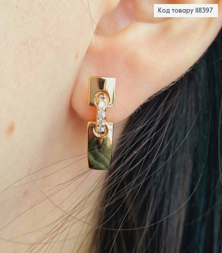 Серьги украшены Блестящими камешками, 2,1см, английская застежка, Xuping 18К 118397 фото 3