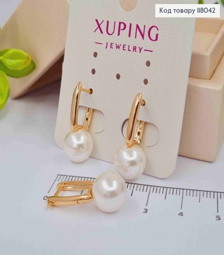 Серьги с жемчужиной, 2,4см, английская застежка, Xuping 18K 118042 фото 1