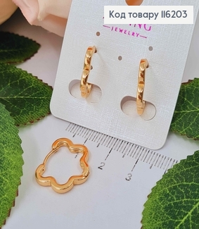 Серьги кольца, в форме цветочка, диаметром 1,5см, Xuping 18K 116203 фото