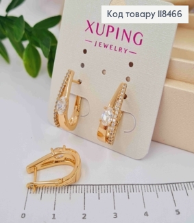 Серьги из Овальные украшены камешками с Блестящим камнем, 2см, английская застежка, Xuping 18К 118466 фото