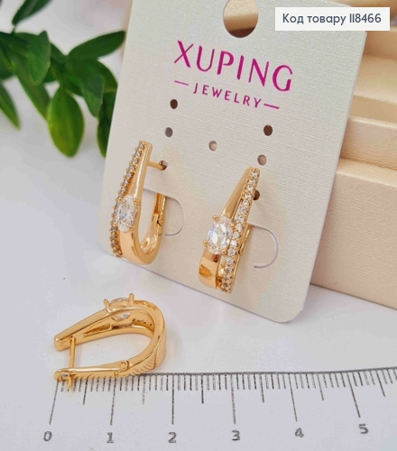 Серьги из Овальные украшены камешками с Блестящим камнем, 2см, английская застежка, Xuping 18К 118466 фото 1