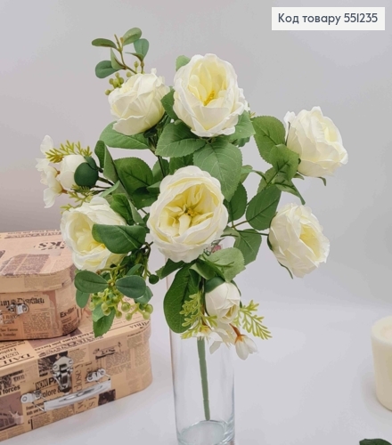 Композиция "Букет белых пионов с зелеными ягодками и яблоневым цветом", высотой 46см 551235 фото 1