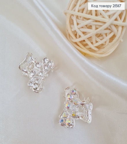 Краб металл серебряный с камешками 2,5 см 215117 фото 1