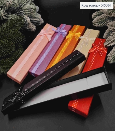 Коробка однотоная с бантиком в горошек, 4х21х2,5см в ассорт. 513061 фото 1