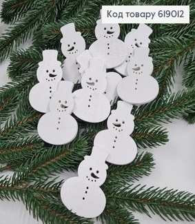 Набір  Сніговички дерев'яні  білі 5*3,7 см 10 шт 619012 фото