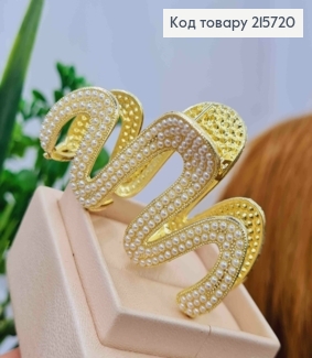 Краб метал "ХВИЛЬКА" з Перлинками, 5,5см, Золотого кольору 215720 фото