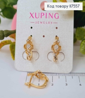Серьги "Цветок Надежды", украшенные блестящими камешками,1,6см, англ. зам, XUPING 18K 117557 фото