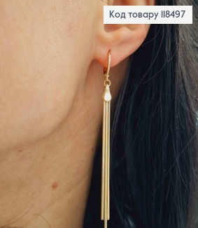 Серьги кольца (1,1см), с подвесными цепочками 6,5см, Xuping 18K 118497 фото