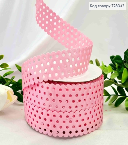 Лента-тесьма декоративная, РОЗОВОГО цвета, ширина 2,5см, длина 20 метров 728042 фото 1