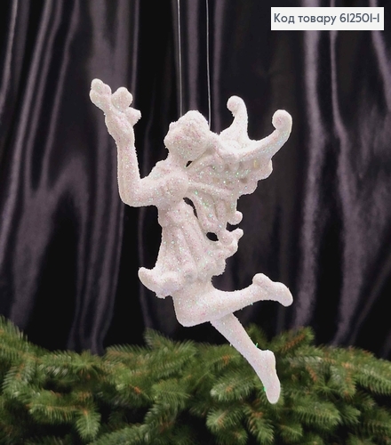 Новогодняя фигура ФЕЯ С ЦВЕТОМ блеск, цвет БЕЛЫЙ, 15*8см, Украина 612501-1 фото 1