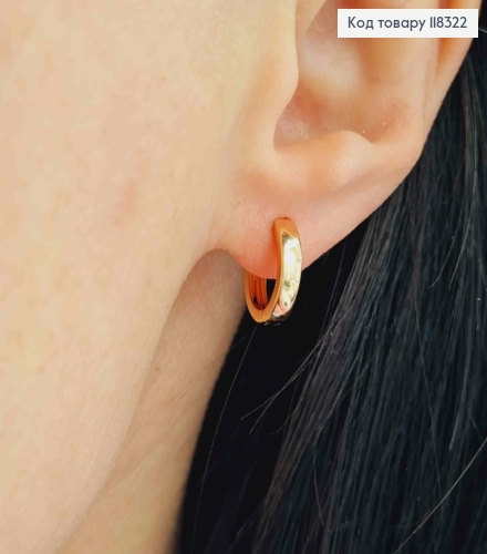 Серьги кольца Классические, ширина 3мм, диаметр 1,3см, XUPING 18K 118322 фото 2