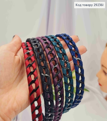 Обруч пластик, Обтянутый Ленткой, 1,4см, Цвета в ассортименте 292361 фото 1