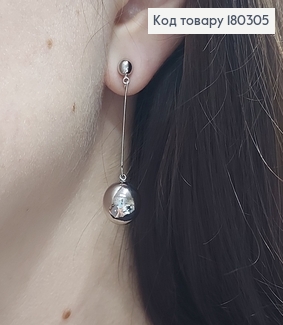 Сережки гвіздки  підвіски  з кульками родіроване медзолото Xuping 180305 фото