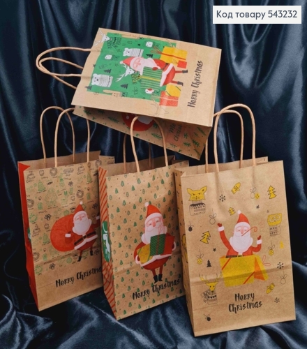 Пакет крафтовый Новогодний "Merry Christmas", 22*16*8см 543232 фото 1