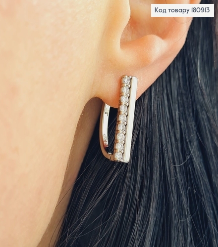 Сережки родовані кільця з Пластинкою в камінцях, 2*,5см, Xuping 180913 фото 2