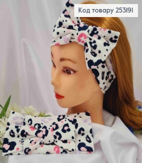 Повязка Бант детская, трикотаж, принт Разноцветные пятнышки, 18*8см, ручная работа, Украина. 253191 фото