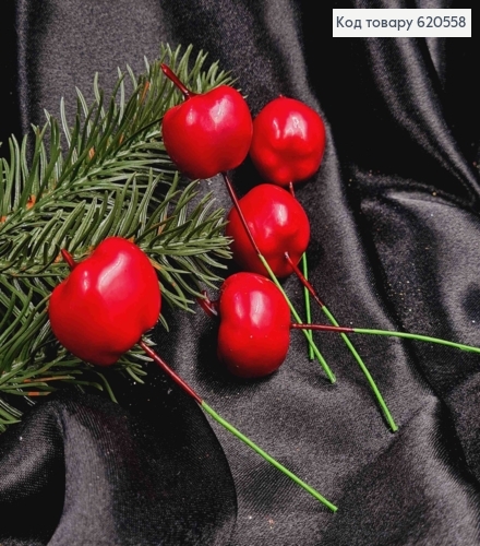 Декор Новогодний, КРАСНОЕ Яблочко, 2см 620558 фото 1