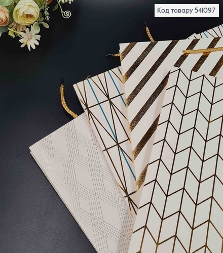 Пакет бумажный "Золотые линии" 31*42*12см в ассорт. 541097 фото 2