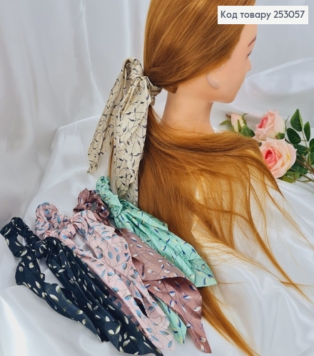 Резинка Твилли атласная розкошная, 6+25см листики в асорт. 253057 фото 1