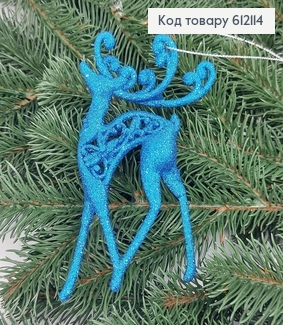 Игрушка на елку Олень глитер синий 12*8 см 612114 фото