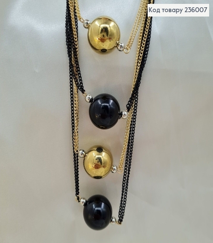 Біжутерія на шию підвіска з шаром чорний/золото 68 см 236007 фото 2