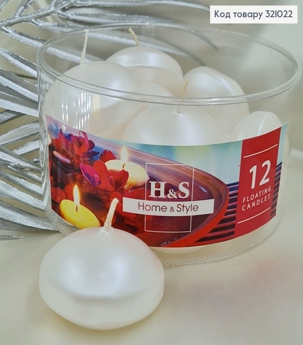 Набор свечей плавающие 12 шт д. 48/28 перламутровые фото 1