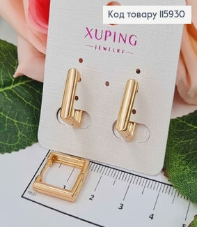 Серьги Квадратики 1,5см, Xuping 18K 115930 фото