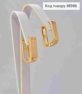 Серьги кольца "Овальные" с камешками, ширина 0,5см, длина 1,5см, Xuping 18K 118986 фото