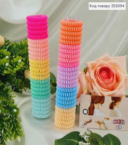 Резинка пружинка, 4см, глянцева, пастельні кольори в асортименті 252094 фото 1