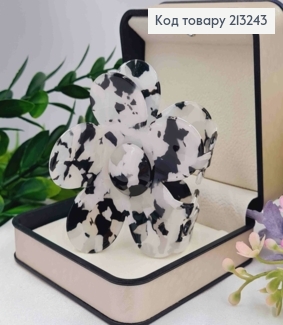 Краб пластик (акрил), КВІТКА, 7см, Біла з Чорно-Сірими плямками 213243 фото