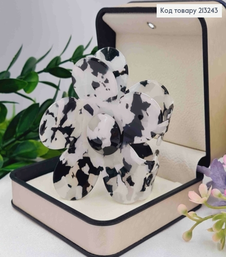 Краб пластик (акрил), КВІТКА, 7см, Біла з Чорно-Сірими плямками 213243 фото 1