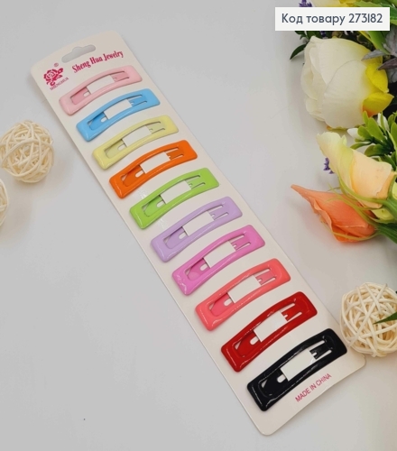 Заколка Тик-так ПРЯМОУГОЛЬНАЯ 5*1,2см "объемная" (10шт/уп) 273182 фото 1