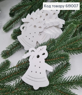 Набір дзвоники   дерев'яні  білі 6,5*5 см 10 шт 619007 фото