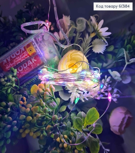 Гирлянда тонкая, на батарейках, цветная, дл. 5м (без батарейок в комплекте) 613184 фото 1